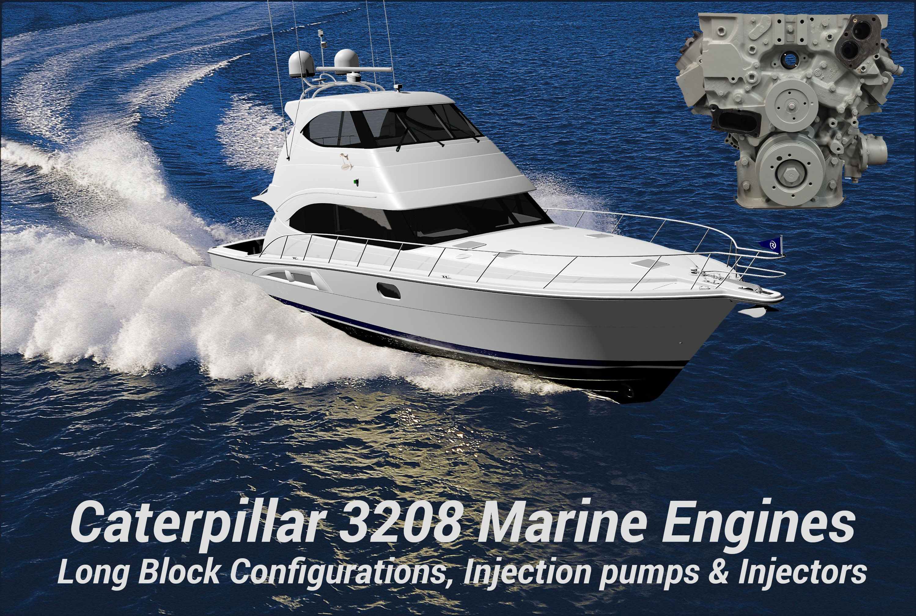 Caterpillar 3208 Marine Engines Long Blocks, Injection Pumps & Injectors